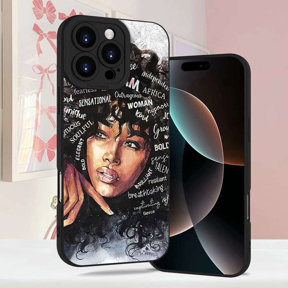1Pc Black For iPhone 12 Pro Max African Girl Phone Case