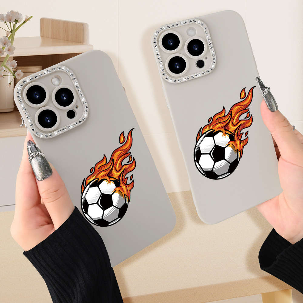 1Pc Ivory White For iPhone 14 Football Player Printed Phone Case