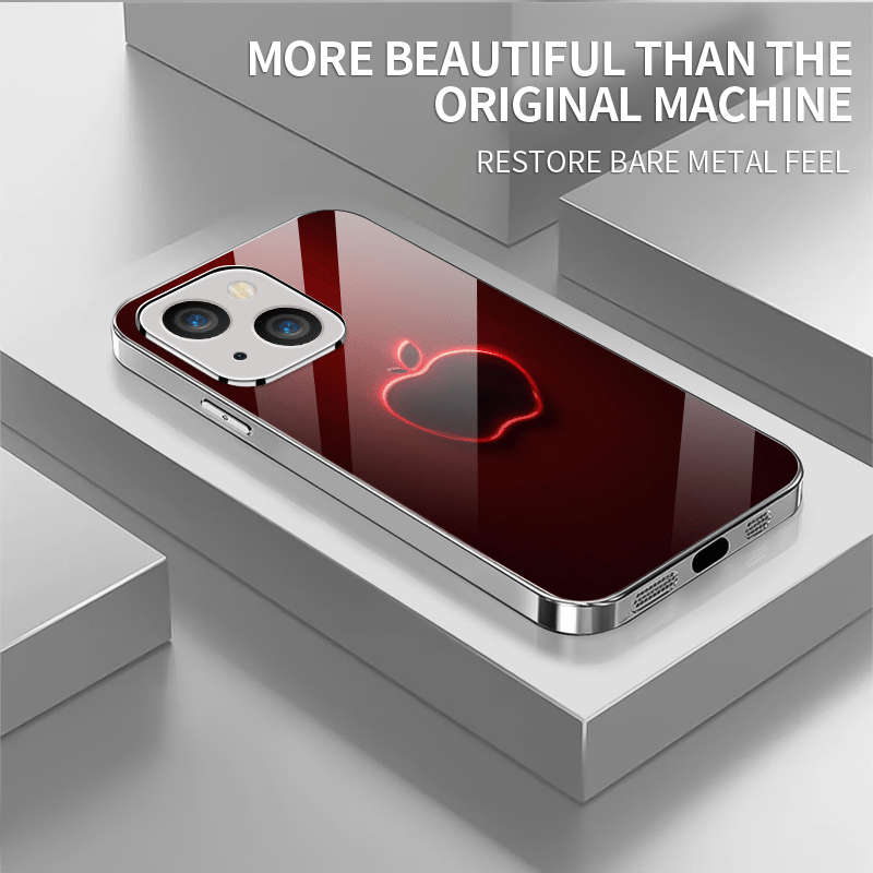 1Pc Red For iPhone 14 Plus Red Glow Apple Logo Phone Case