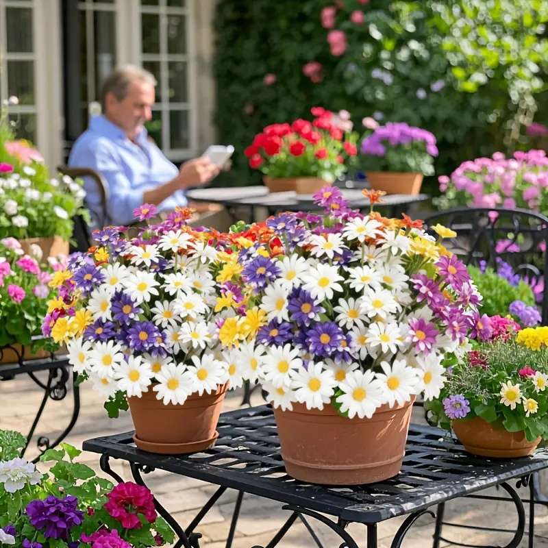 Simulated Flower Color 5 Bunches Of Beautiful Flowers