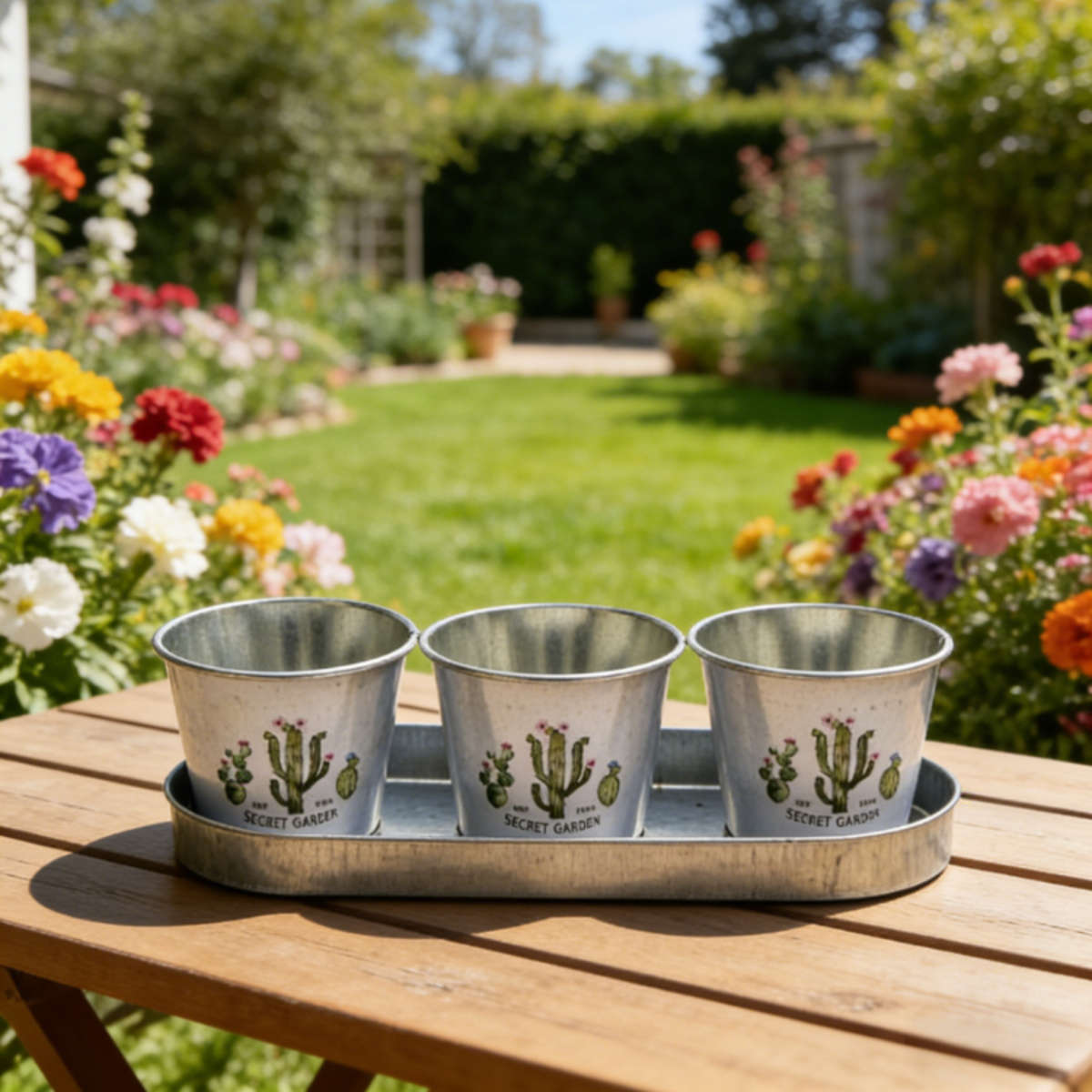 Flowerpot Composition 3Pc Flower Pots  Add  Trays