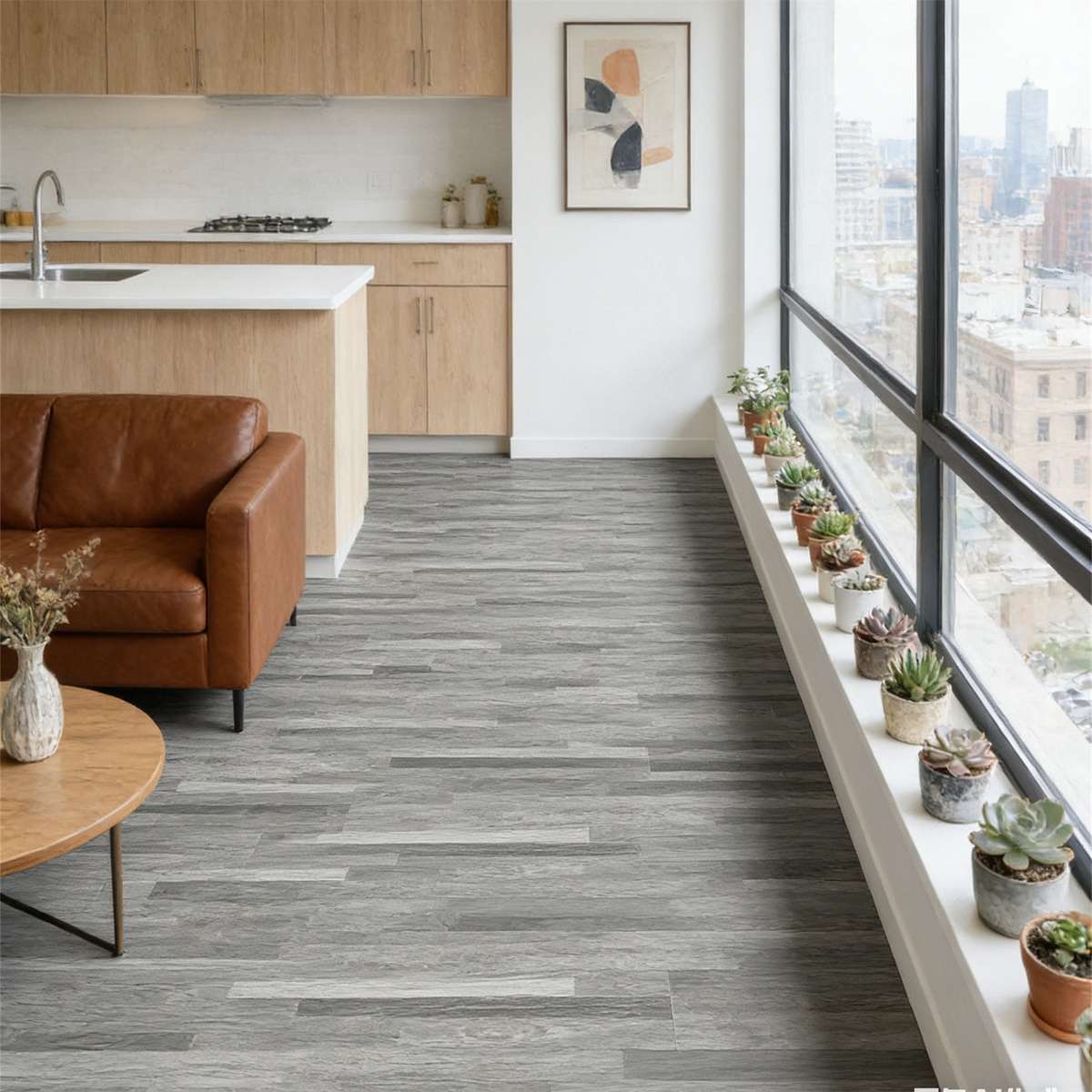 Self Adhesive Floor Stickers Parquet Light Gray 40Cm*500Cm