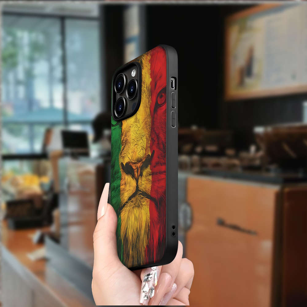 1Pc Black For iPhone 16 Pro African Lion Phone Case