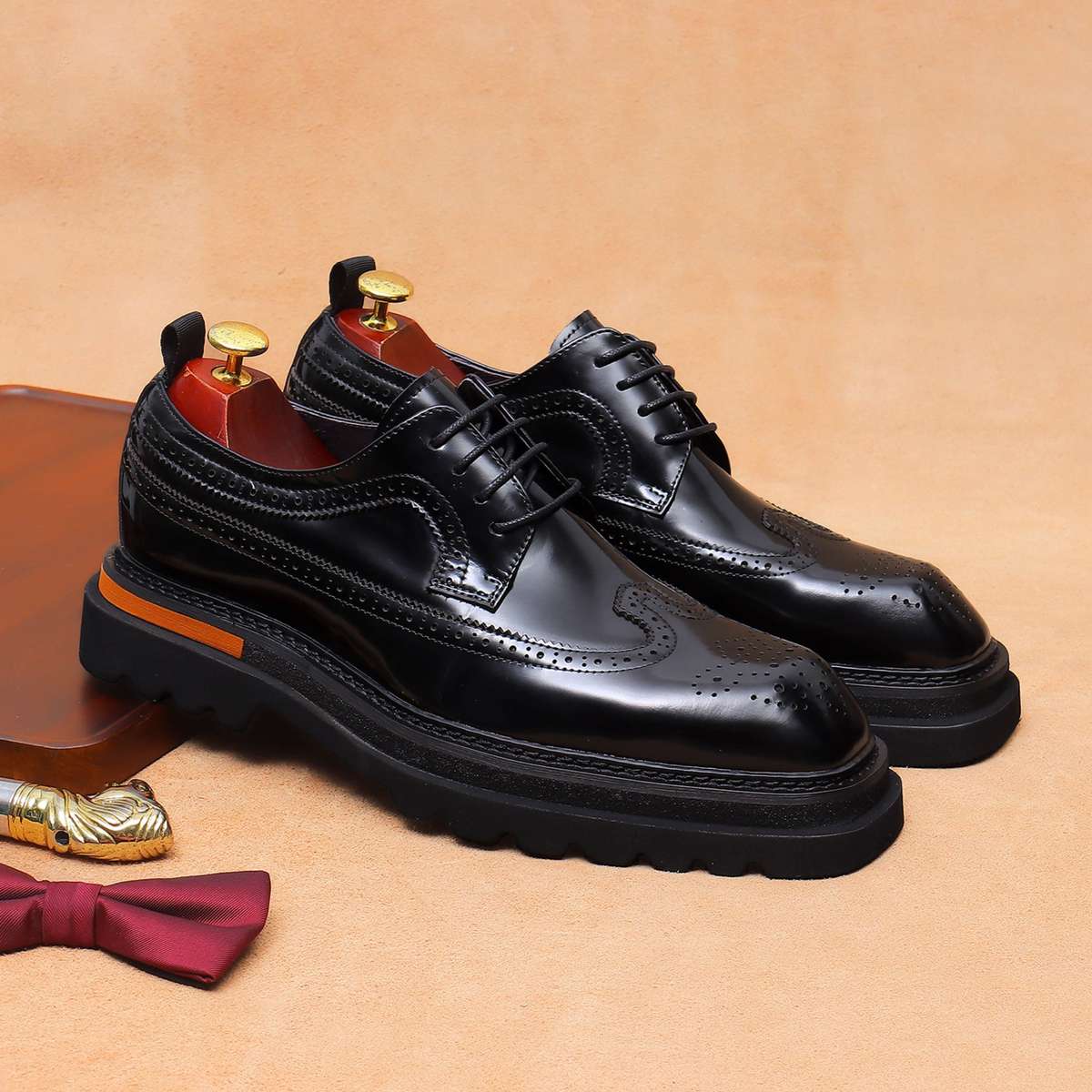Mens Leather Shoes Color Black Sizeuk 7