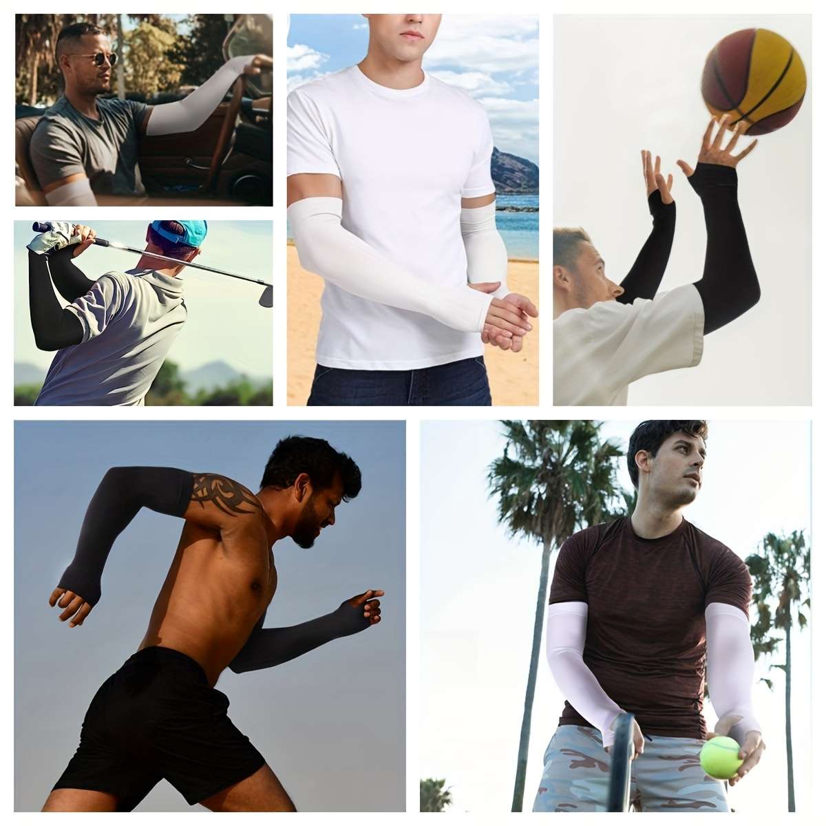 Sunscreen Sleeves Color 2Pcs White