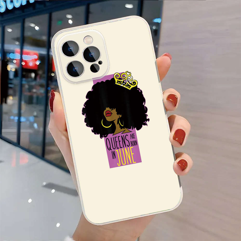 1Pc Black For iPhone 16 Pro Max Queen Vibes Phone Case