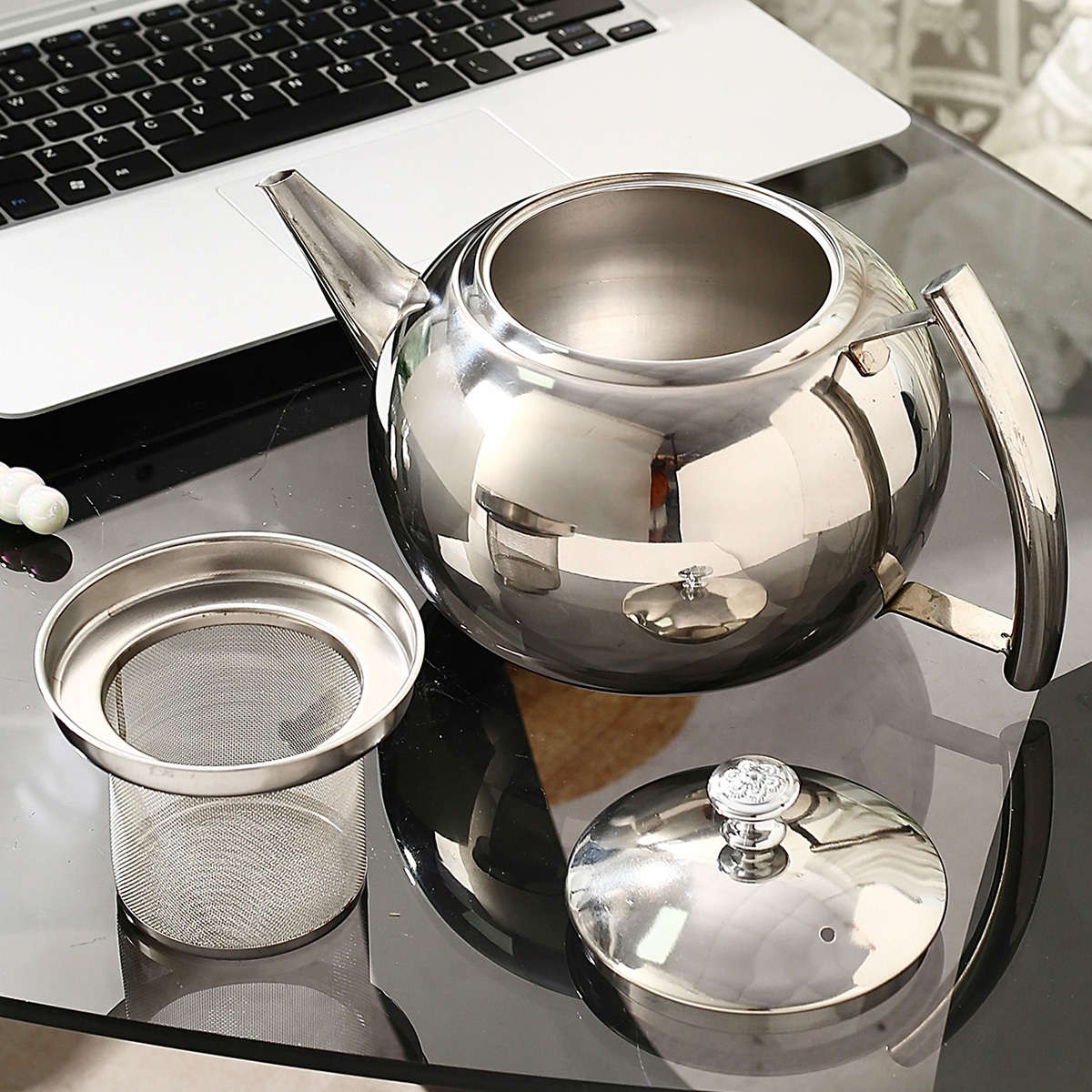 Kettle Color Small Silver Round Kettle With Large Handle
