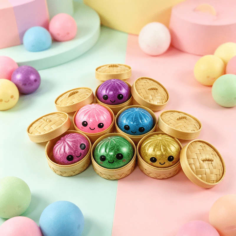 Squeezable Toys Color Random Color Style 3Pcs Set1 Bun 1Lid 1Base