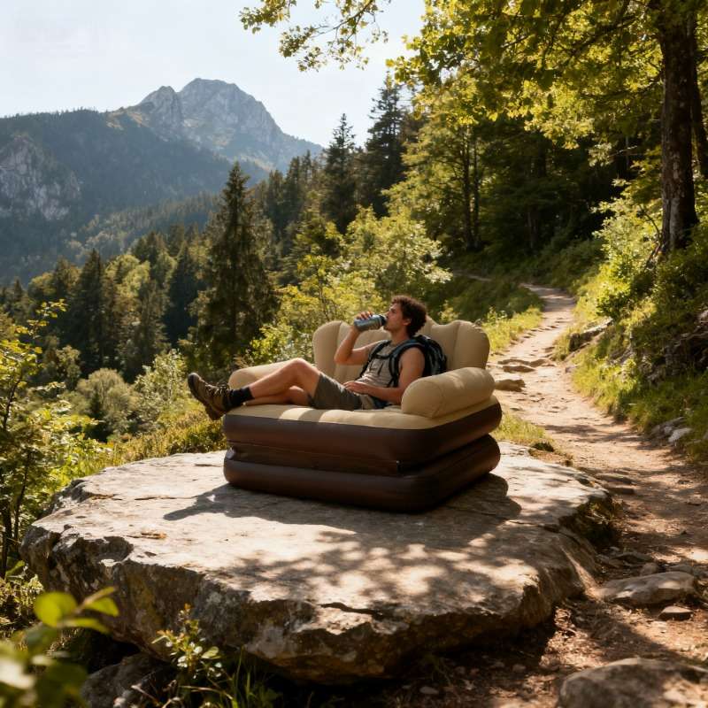 Luxury Inflatable Mattress Armrests Camping Air Bed 5 In 1 Inflatable Sofa