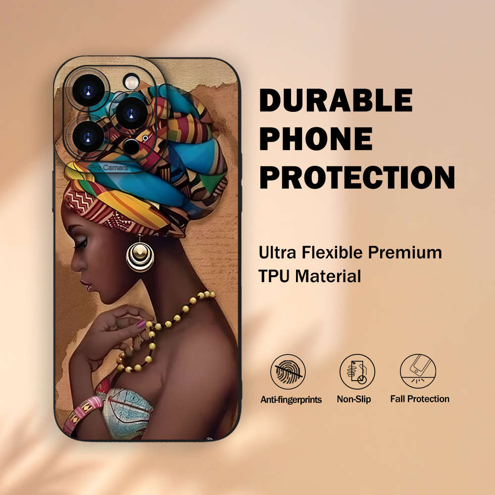 1Pc Black For iPhone 13 African Woman Phone Case