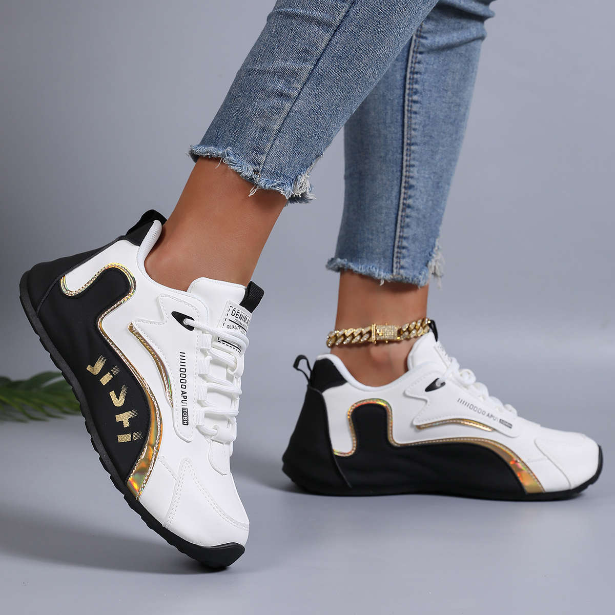 Women S Sneakers Color White Black Mesh Sizeuk 4