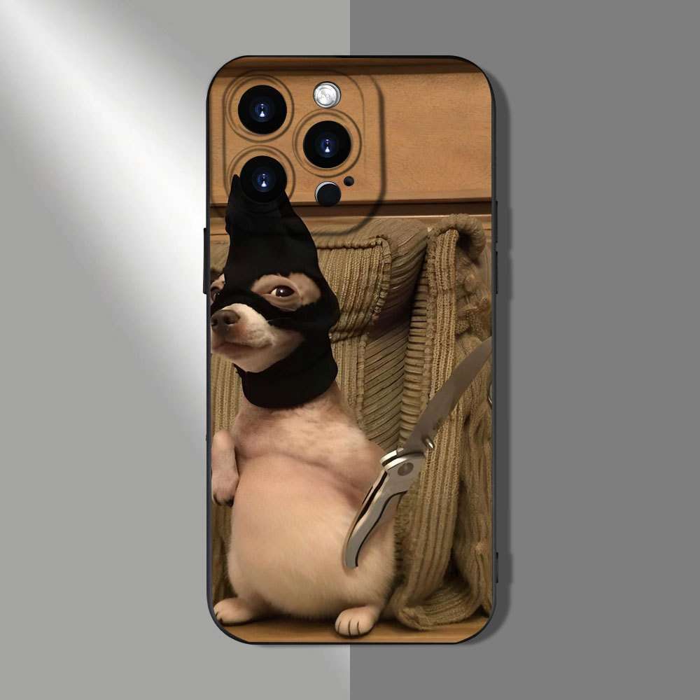 1Pc Mixed Color  For iPhone 14 Pet Puppy Head Cover Phone Case