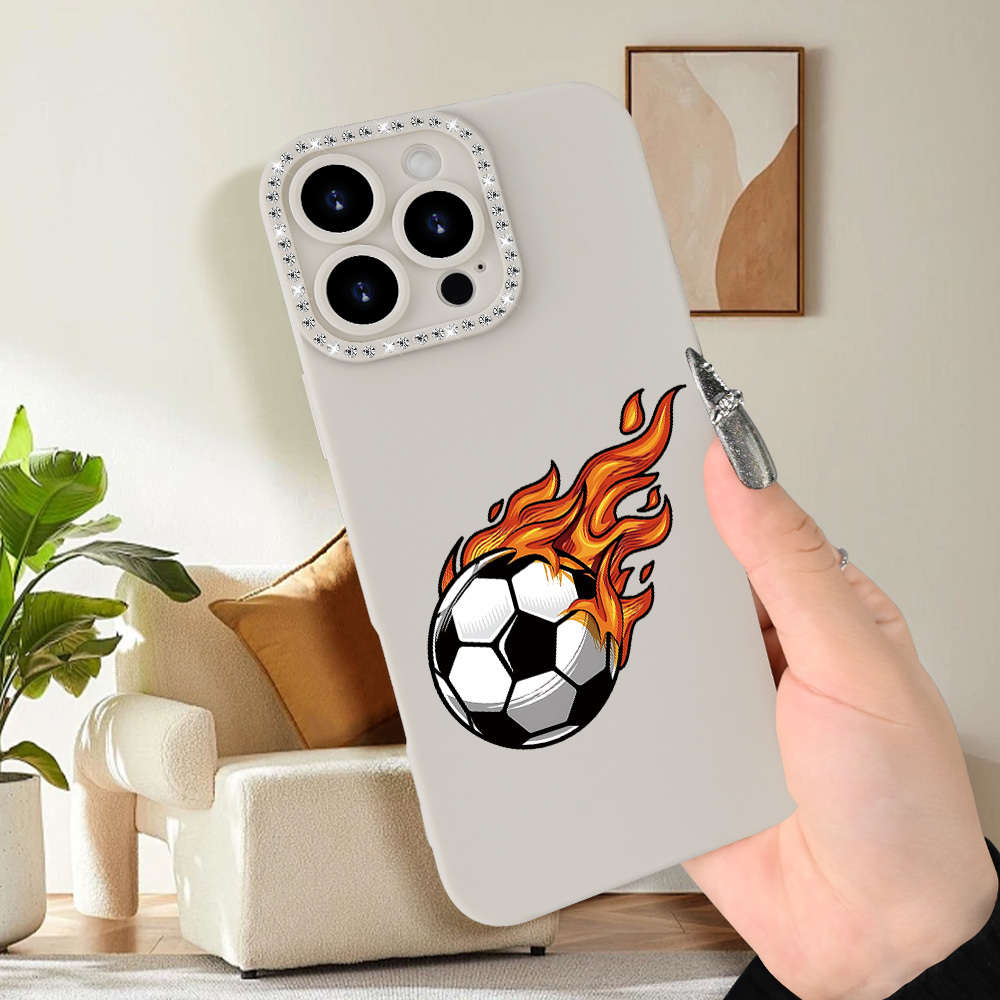 1Pc Ivory White For iPhone 14 Football Player Printed Phone Case