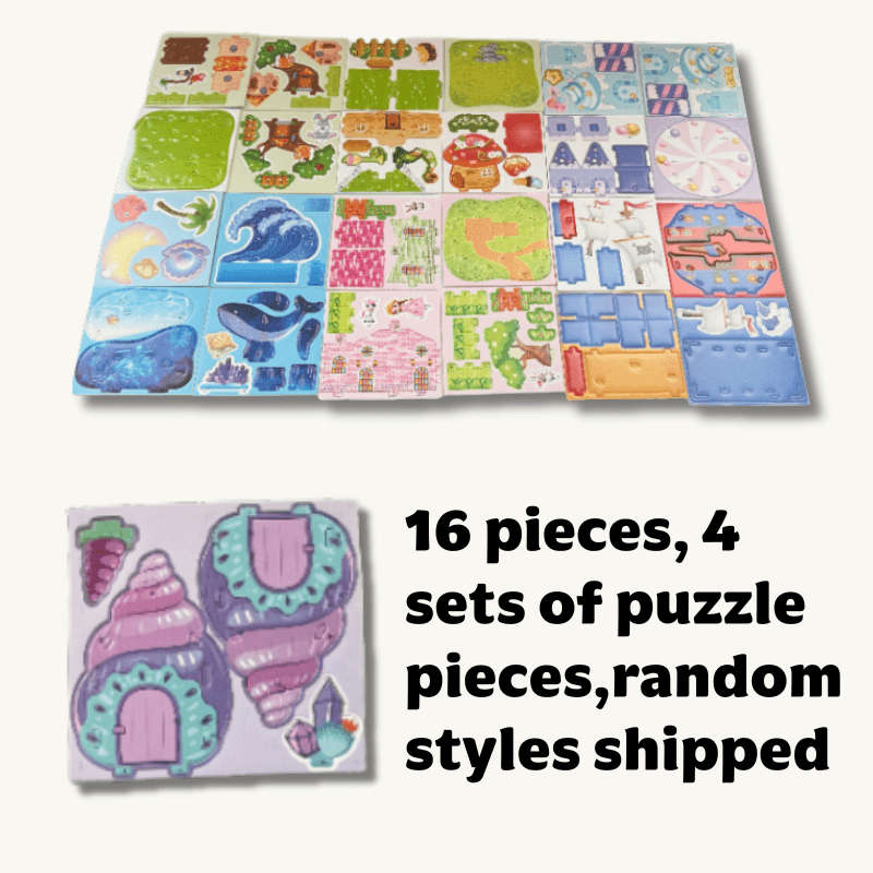 3D Building Model Puzzle Set Color Multicolour Quantity 4Pcs