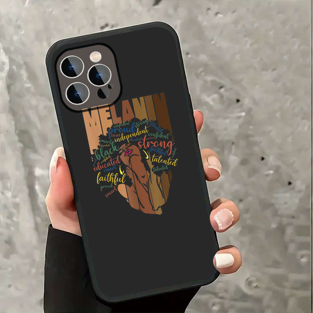 1Pc Black For iPhone 16 Plus Empowered Melanin Phone Case