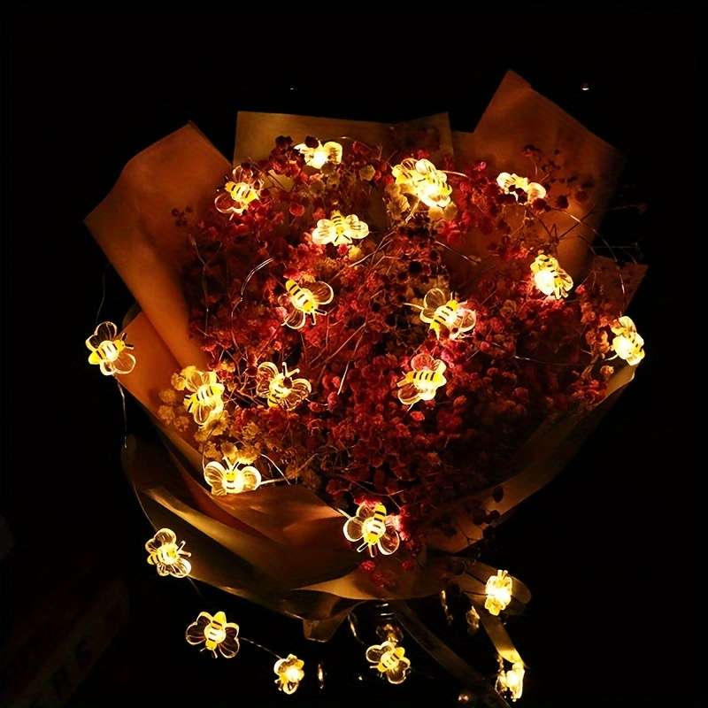20Led Elegant Cute Bee Shaped String Lights Ideal For Outdoor Garden