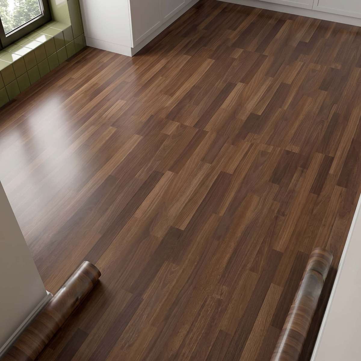 Self Adhesive Floor Stickers Parquet Walnut 40Cm*100Cm