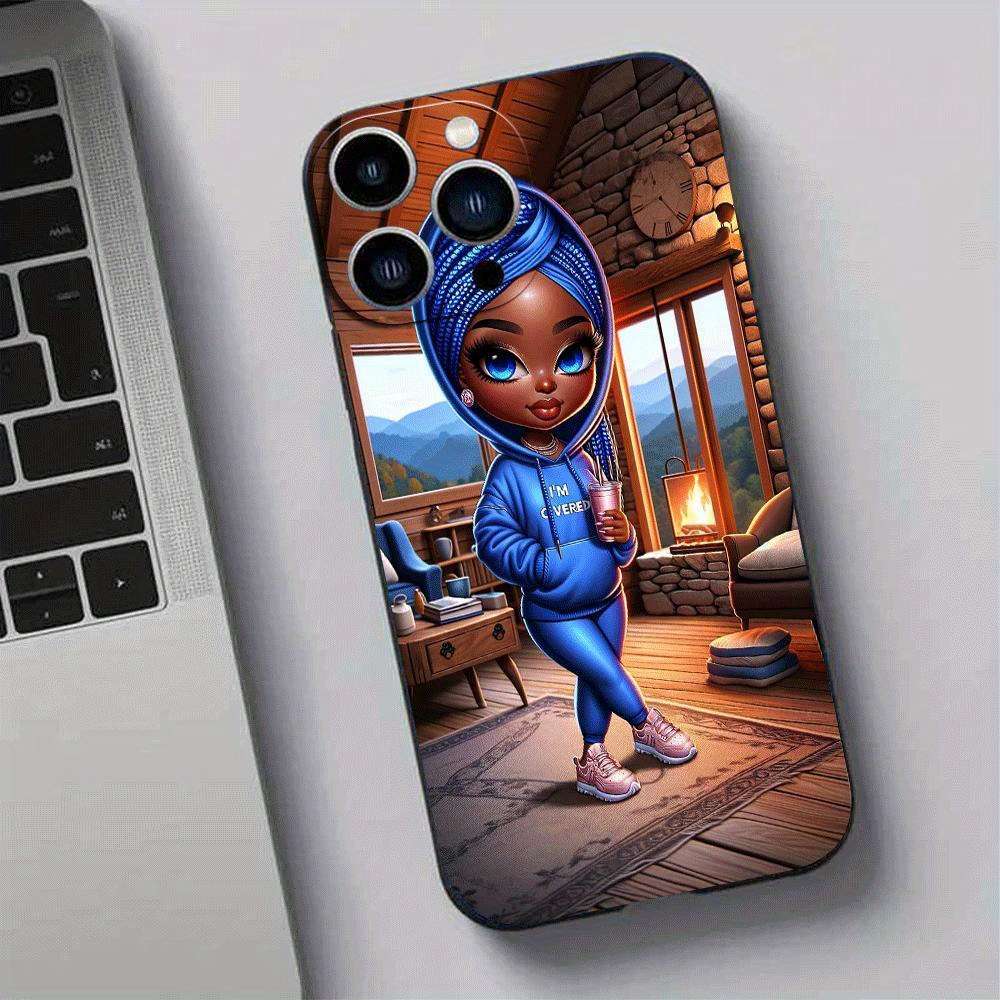 1Pc Black For iPhone 16 Pro African Design Phone Case