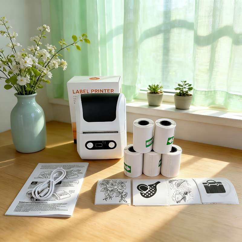 Printer Color White Label Maker  5 Rolls Of Paper