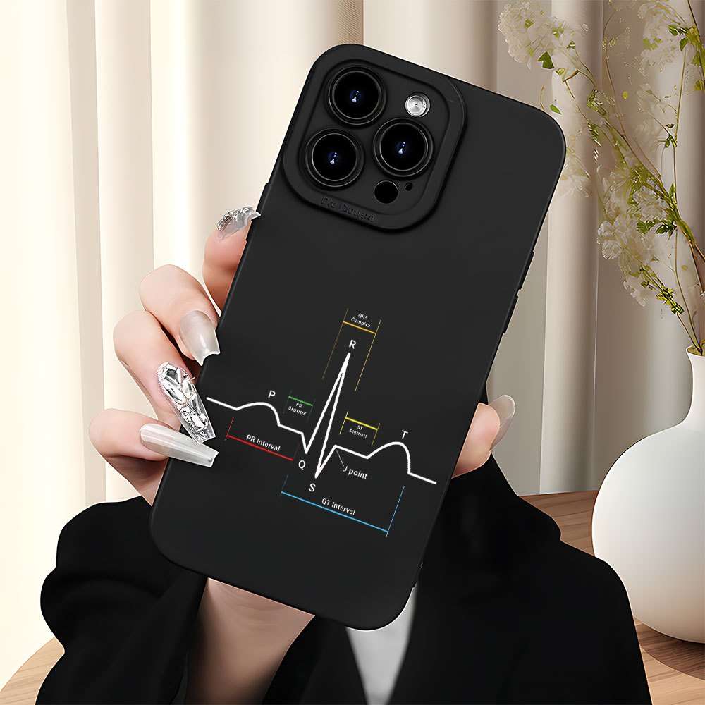 1Pc Black For iPhone 7 Plus 8 Plus Heartbeat Pattern Phone Case