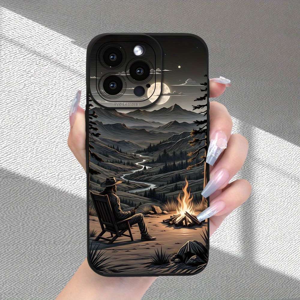 1Pc Black For iPhone SE Gentleman Fireplace Phone Case