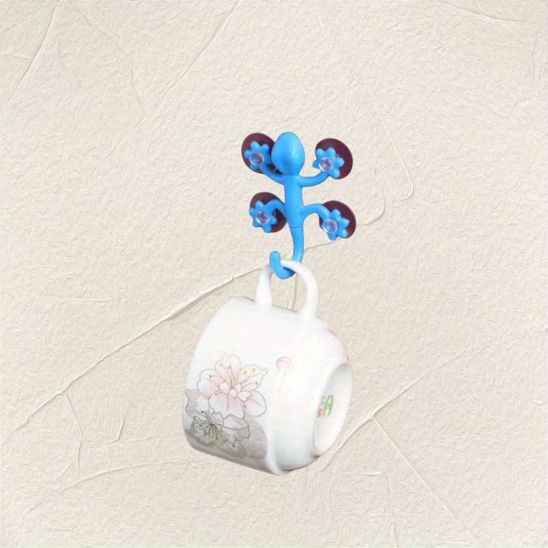 Of Cute Little Gecko Suction Cup Hook Cartoon Decorative color Blue 1pc