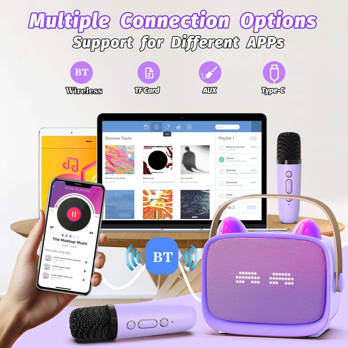 Speaker Color Pink Quantity3Pcs1Speaker  2 Mics