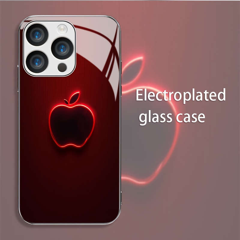 1Pc Red For iPhone 14 Plus Red Glow Apple Logo Phone Case