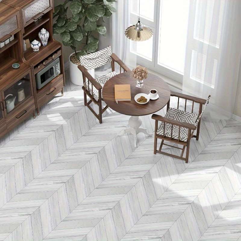 Self Adhesive Floor Stickers Elegant Gray Fishbone 2 Rolls