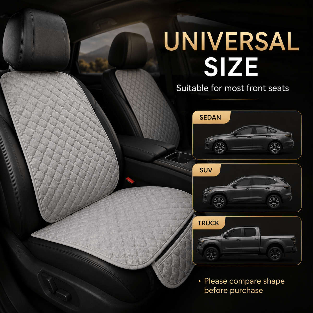 Car Seat Cushion Grey Quantity 2Pcs