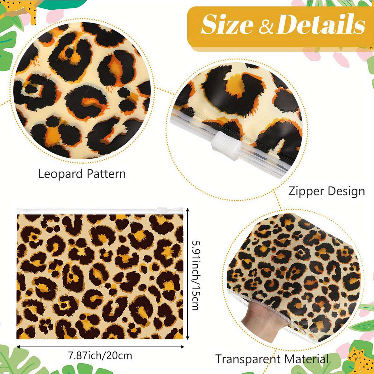 Storage Bag Color 5Pcs Leopard Print Cosmetic Bag