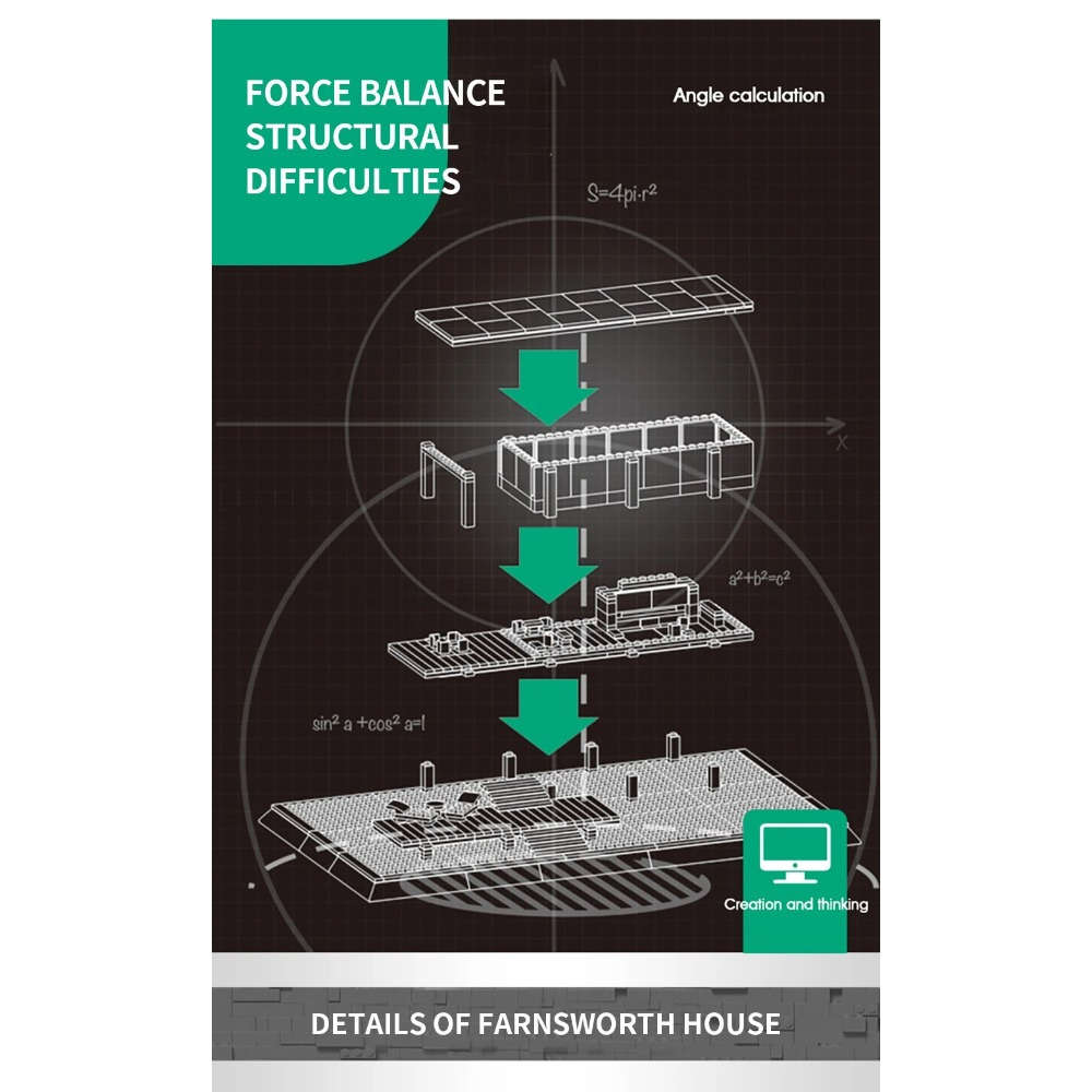 Building Toy Architectural Model Toy Set Color Farnsworth Residence