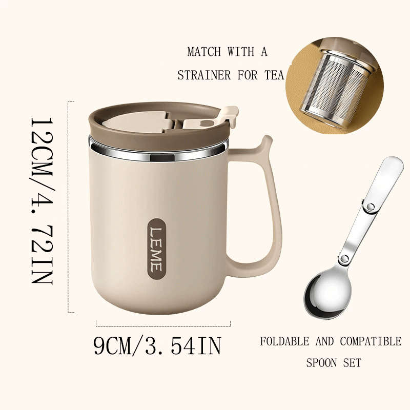 Water Cup Color Brown Mug With Spoon Size500Ml