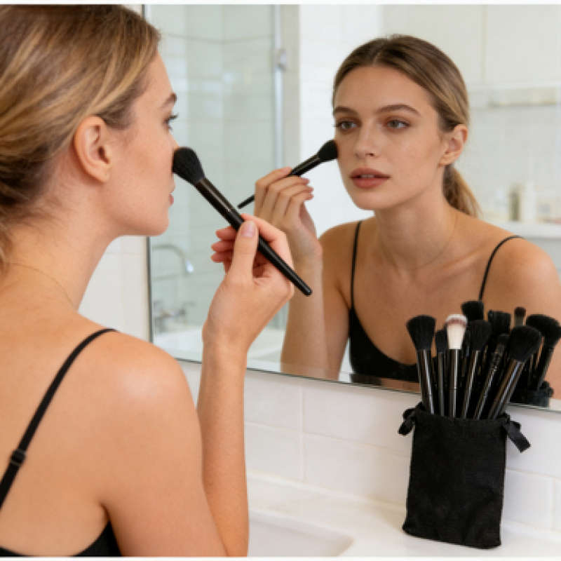 Makeup Brush Set Color 13 Black Items  Cloth Bag