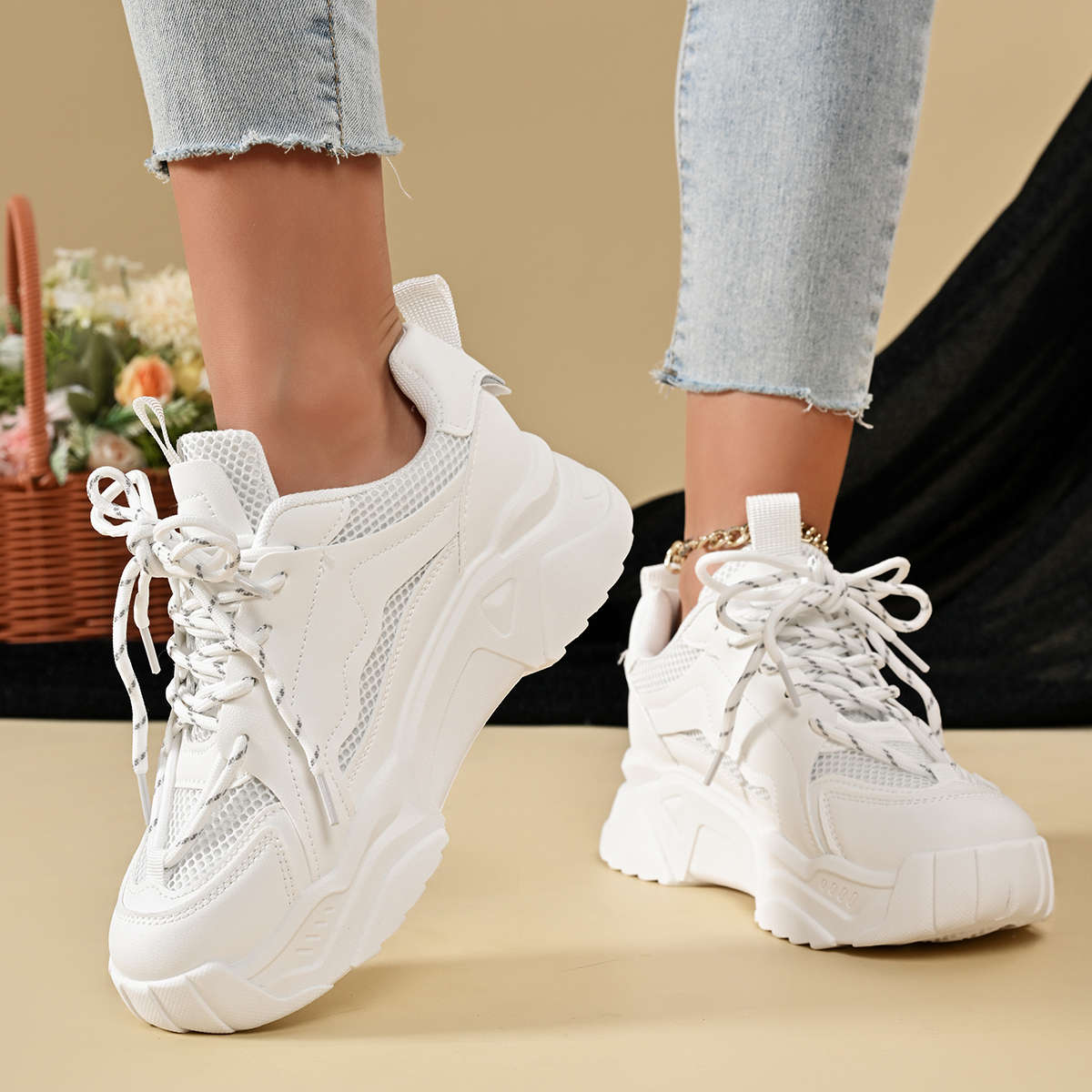 Women S Sneakers Color Beige Sizeuk 5.5