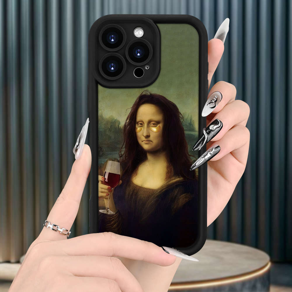 1Pc Black For iPhone 12 Mini Mona Lisa Phone Case