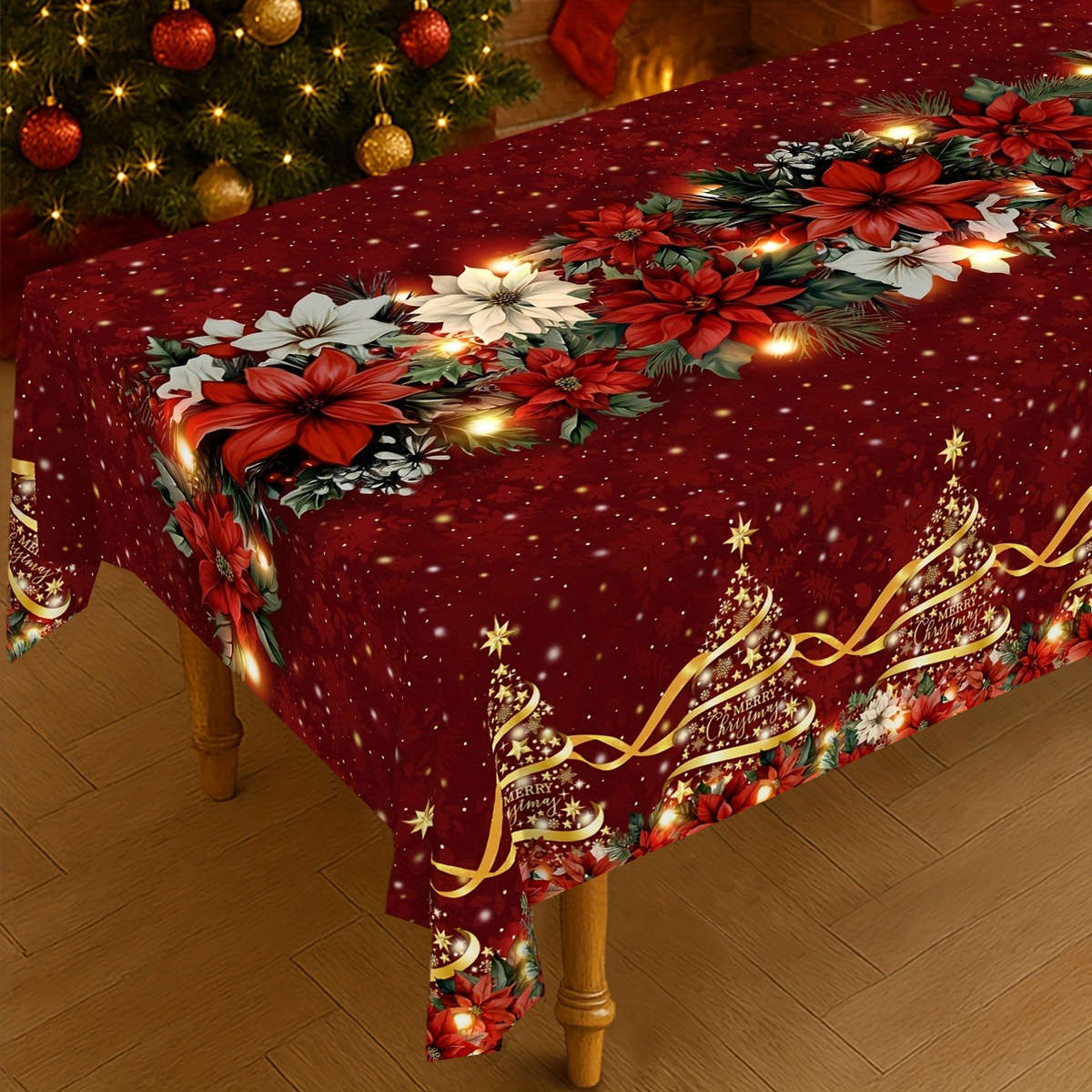 Christmas Tablecloth Size 150X150Cm  Round