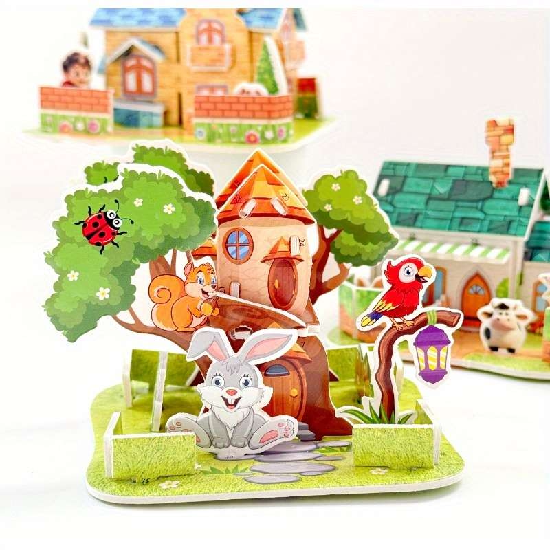 3D Building Model Puzzle Set Model Random Style Quantity 4 Pcs
