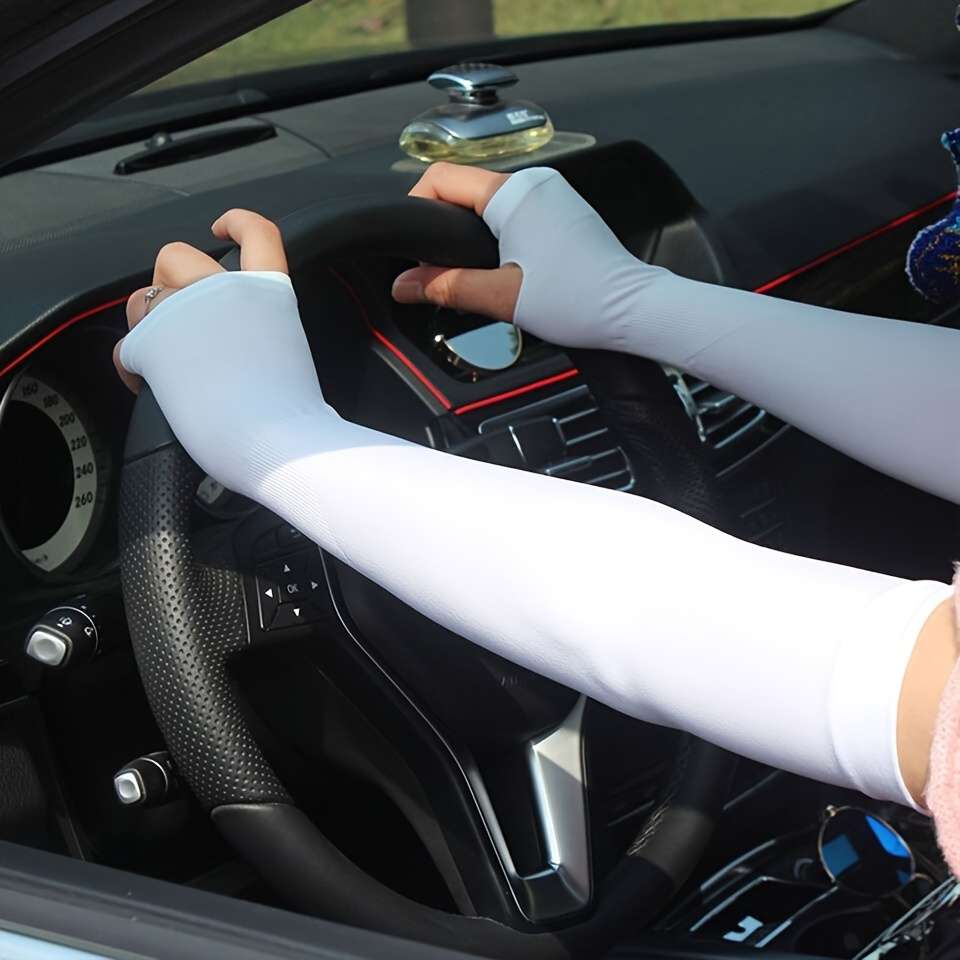 Sunscreen Sleeves Color 2Pcs White