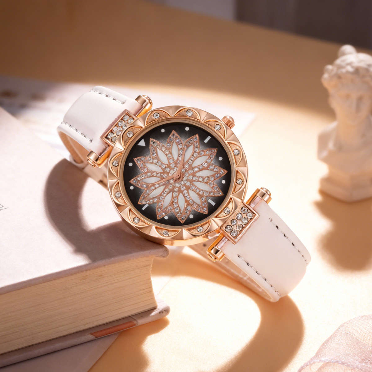 6Pcs Quartz Ladies Watch Heart Themed Necklace Ring Earrings