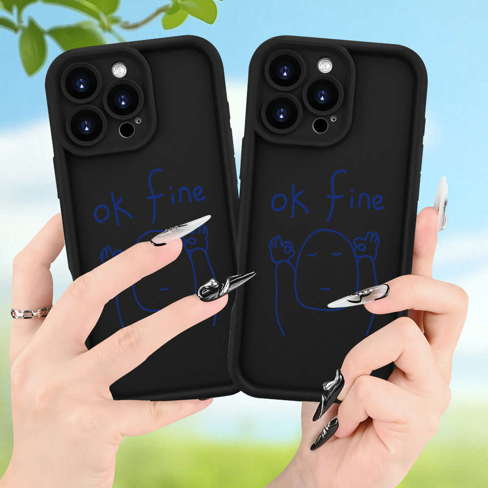 1Pc Black For iPhone 8 Plus English Line Pattern Phone Case