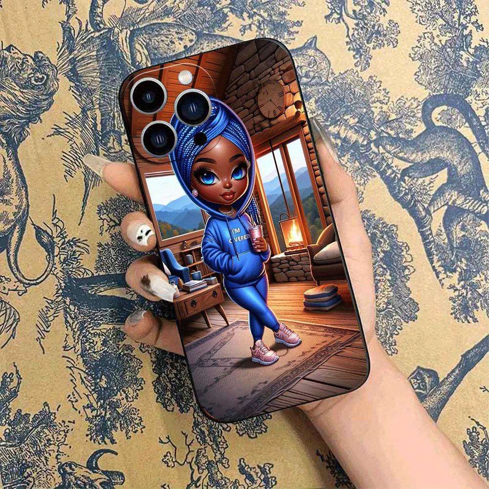 1Pc Black For iPhone 16 Pro African Design Phone Case
