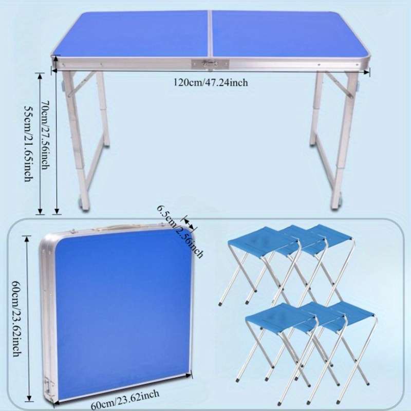 7pcs Durable Camping Table Stool Set Lightweight Portable Stools That Can Also
