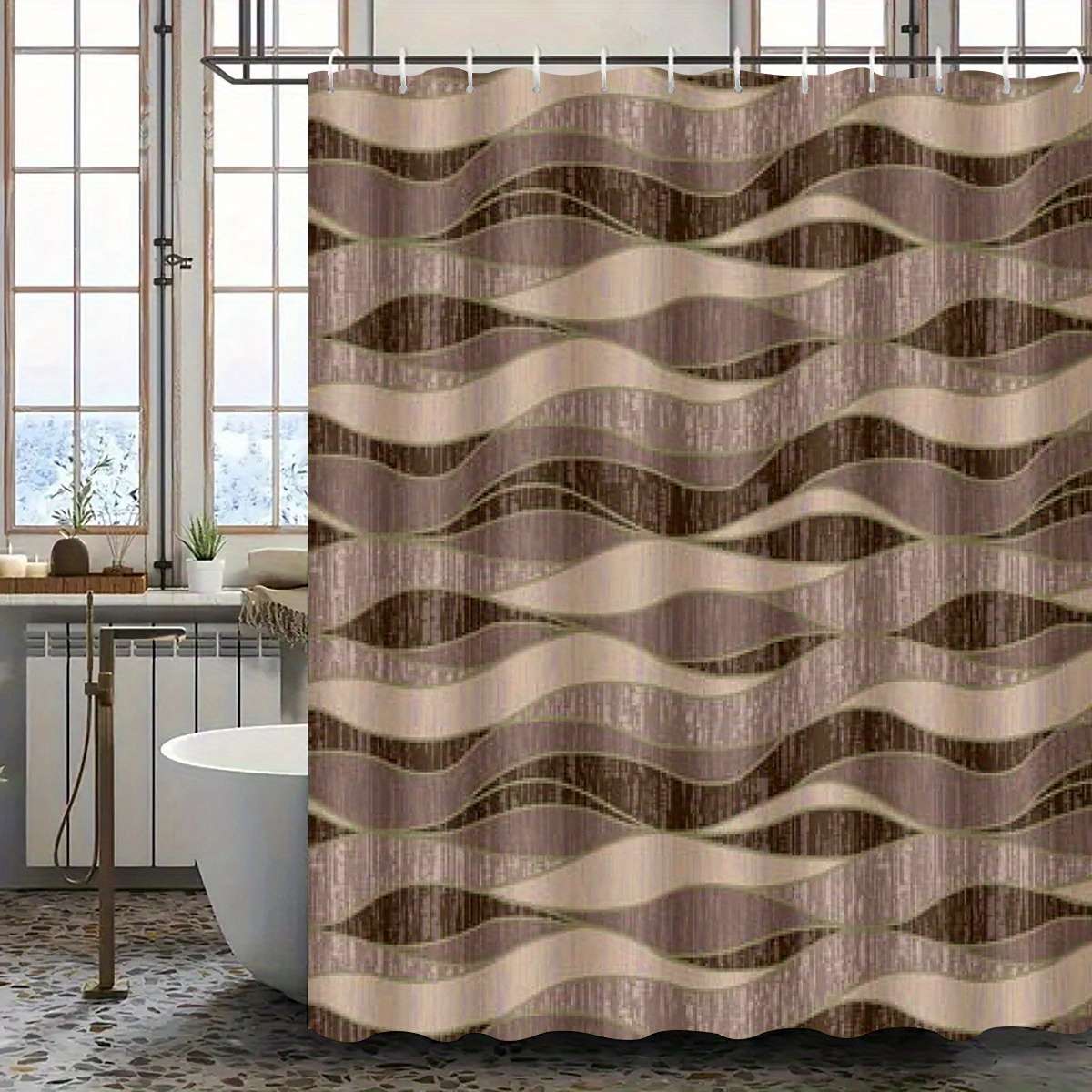 Waterproof Shower Curtain Color Brown Size 100X180 100.0Cm*180.01Cm