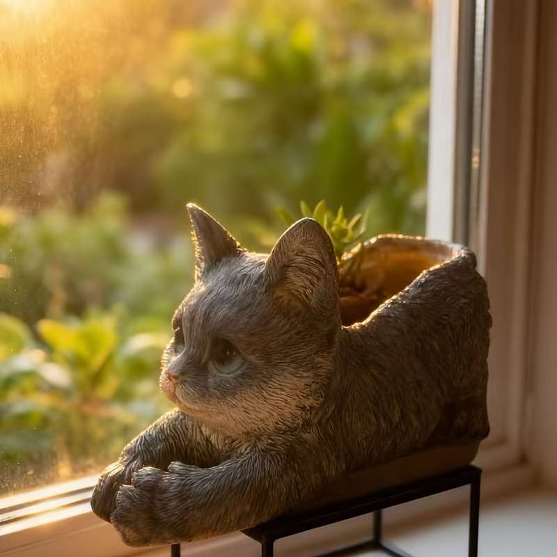 Flowerpot  1Pccolor Gray Cat Planter