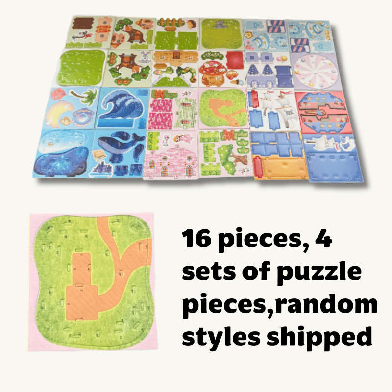 3D Building Model Puzzle Set Style Random Quantity 4 Pcs