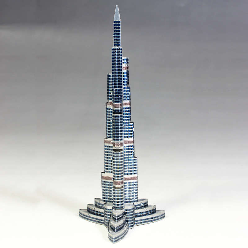3D Building Model Puzzle Set Color Silver Burj Dubai  Without Tools