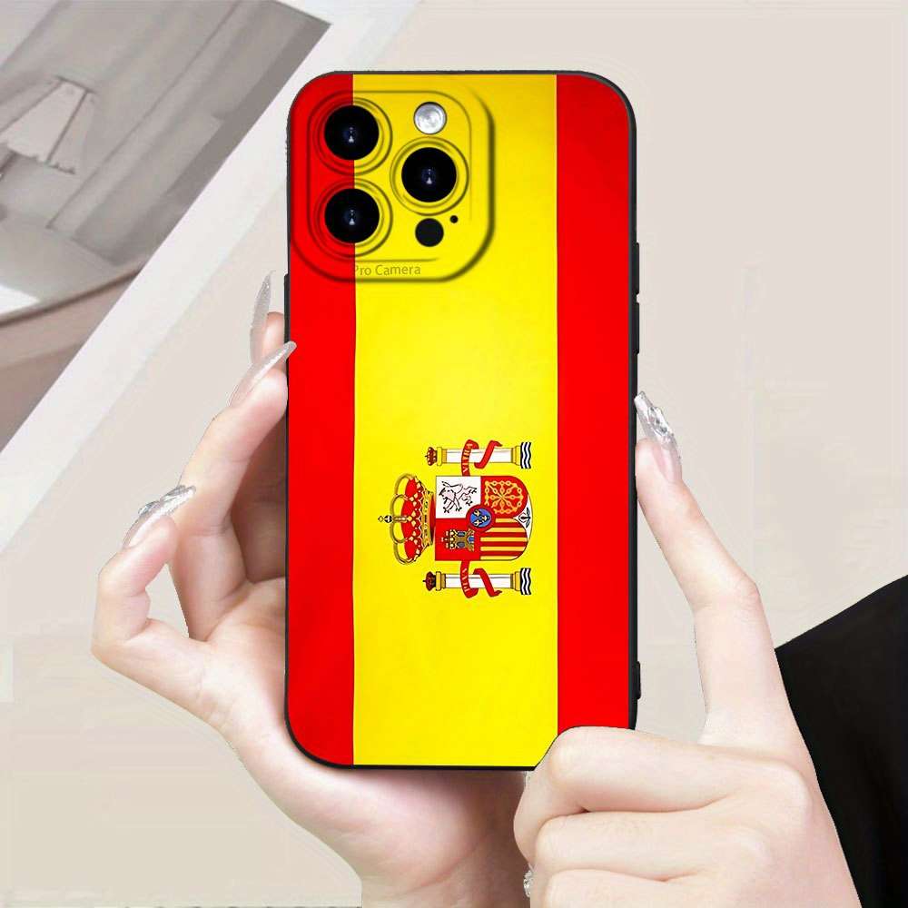 1Pc Black For iPhone 7 8 SE2 SE3 Spanish Flag Design Phone Case