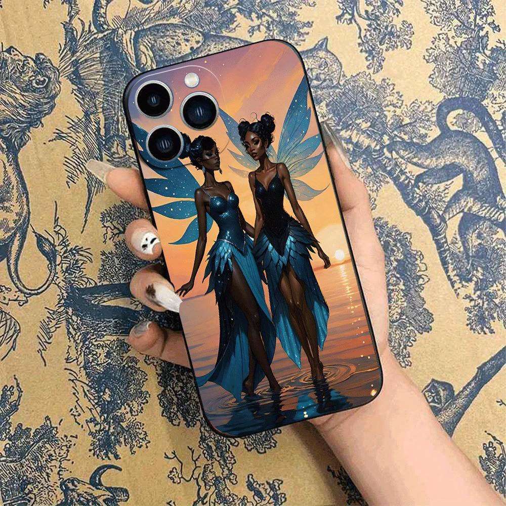 1Pc Black For iPhone 15 Plus African Design Phone Case