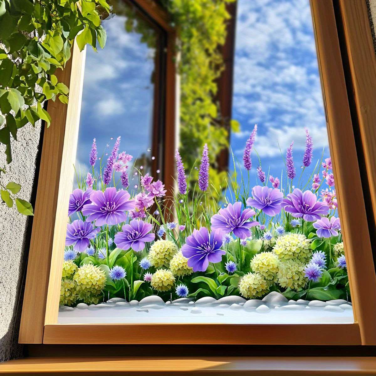 Window Stickers Style Purple Hydrangea Lavender Sticker